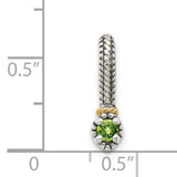 Sterling Silver and 14k Gold Charm with Peridot, Rope and Claw Detail, Dangle Style