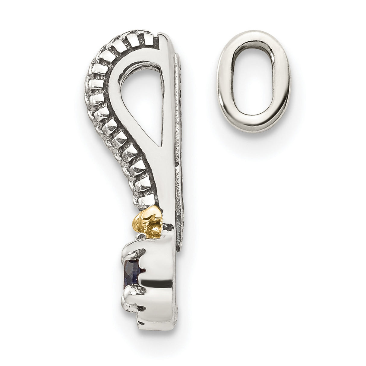 14k Multi-Tone Gold Hoop Earrings with Lab Created Sapphire and Textured Rope Design