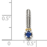 14k Multi-Tone Gold Hoop Earrings with Lab Created Sapphire and Textured Rope Design