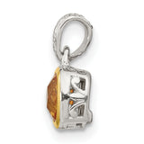 14k Two-Tone Gold and Sterling Silver Cushion Citrine Pendant with Textured Bail