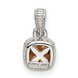 14k Two-Tone Gold and Sterling Silver Cushion Citrine Pendant with Textured Bail