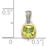 Gold Plated Peridot Charm Pendant in Real 14k Multi-Tone Gold