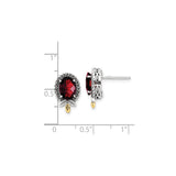 14k Yellow Gold Celtic Knot Stud Earrings with Garnet in Rope Bezel Setting