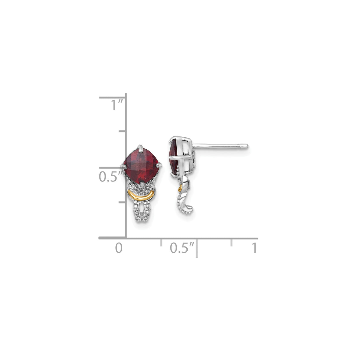 14k Yellow Gold Earrings with Garnet and Diamond, Vintage Inspired Dangle Design for Women