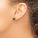 Sterling Silver Stud Earrings with Oval Smoky Quartz, Vintage Rope and Bead Detail