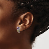 14k Yellow Gold Stud Earrings with Amethyst and Peridot, Two-Tone Boho Artisan Style