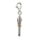 14k Multi-Tone Gold and Sterling Silver Heart Key Pendant with Amethyst