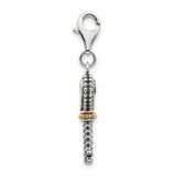 14k Two-Tone Gold and Sterling Silver Heart Key Charm with Garnet