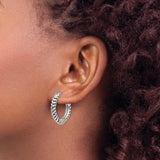 14k Yellow Gold Hoop Earrings with Diamond Pavé, Two-Tone Curb Chain Design for Women