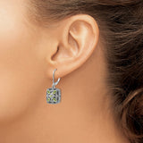 14k Yellow Gold Dangle Earrings with Peridot and Diamond, Floral Filigree Vintage Style