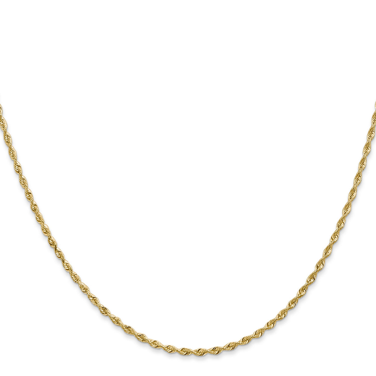 14K Yellow Gold 1.85 mm Rope Chain Necklace, Polished