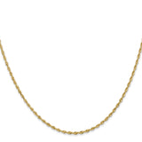 14K Yellow Gold 1.85 mm Rope Chain Necklace, Polished