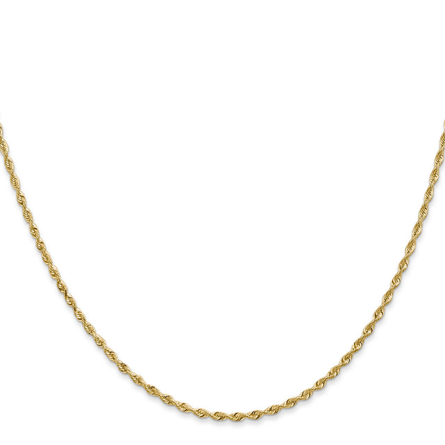 14K Yellow Gold 1.85 mm Rope Chain Necklace, Polished