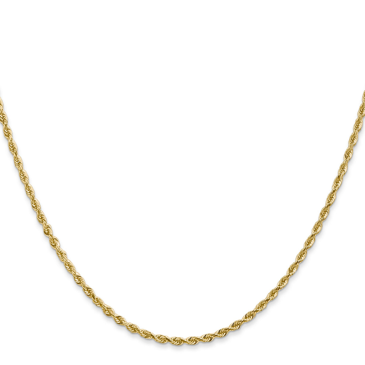 14K Yellow Gold 2 mm Rope Chain Necklace, Polished