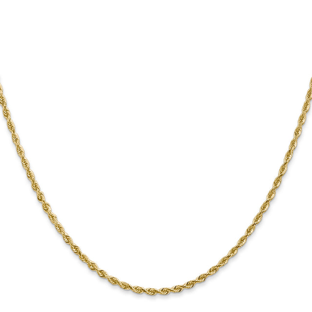 14K Yellow Gold 2 mm Rope Chain Necklace, Polished