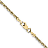 14K Yellow Gold 2 mm Rope Chain Necklace, Polished alternate angle