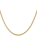 14K Yellow Gold 2.25 mm Rope Chain Necklace, Polished