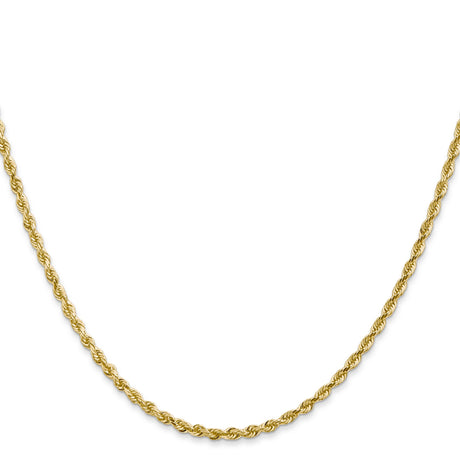14K Yellow Gold 2.25 mm Rope Chain Necklace, Polished