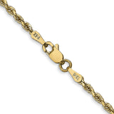 14K Yellow Gold 2.25 mm Rope Chain Necklace, Polished alternate angle
