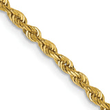 14K Yellow Gold 2.25 mm Rope Chain Necklace, Polished detail view