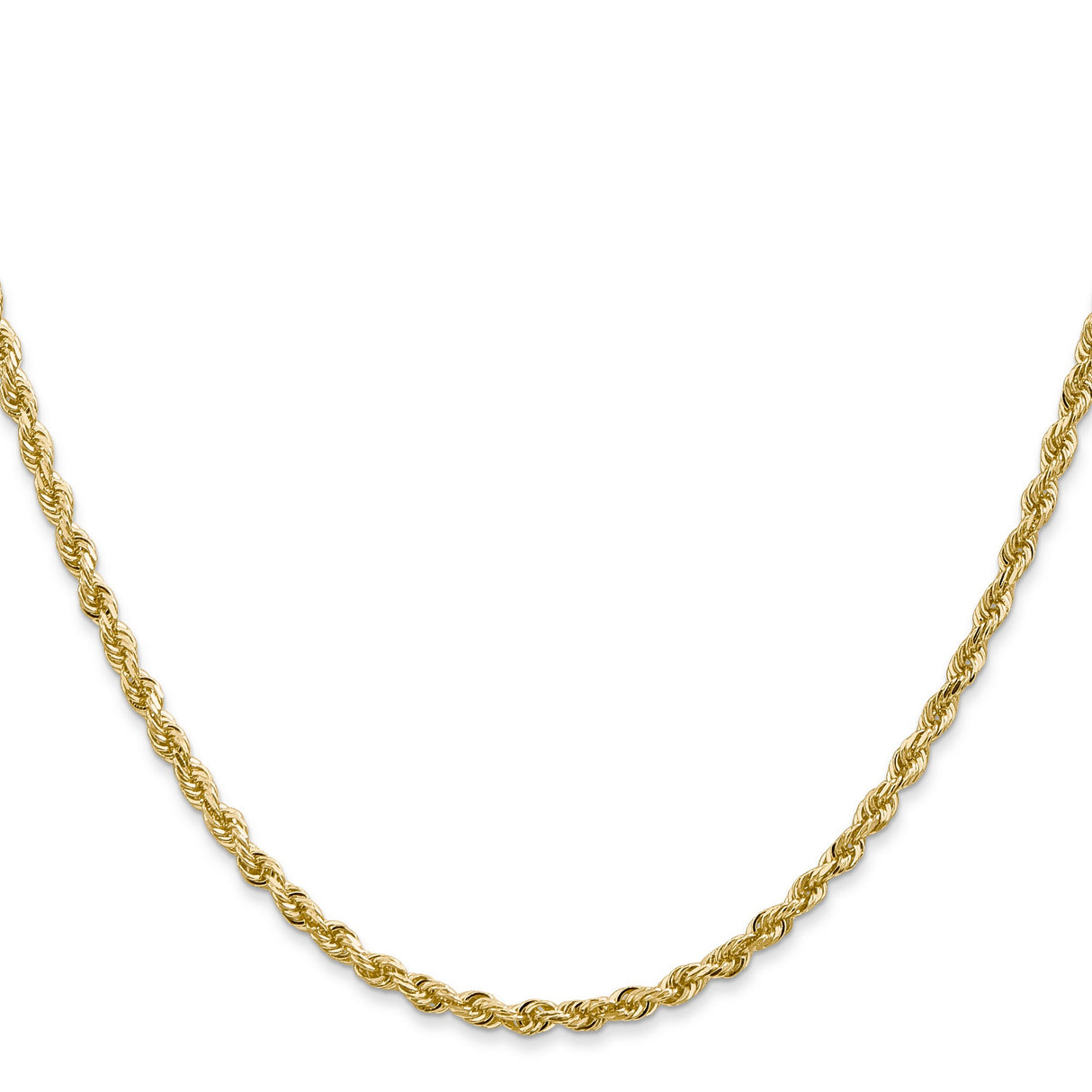 14K Yellow Gold 2.75 mm Rope Chain Necklace, Polished