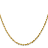 14K Yellow Gold 2.75 mm Rope Chain Necklace, Polished