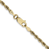 14K Yellow Gold 2.75 mm Rope Chain Necklace, Polished alternate angle