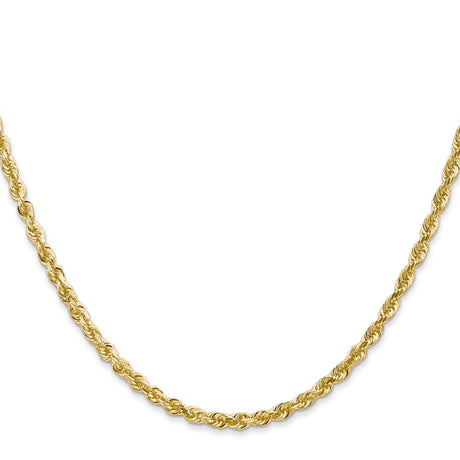 14K Yellow Gold 3 mm Rope Chain Necklace, Polished