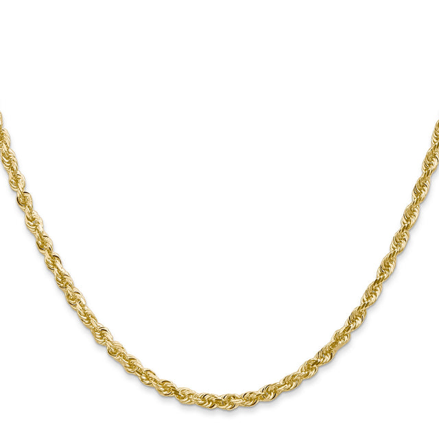14K Yellow Gold 3 mm Rope Chain Necklace, Polished