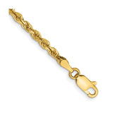 14K Yellow Gold 3 mm Rope Chain Bracelet, Polished