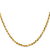 14K Yellow Gold 3.35 mm Rope Chain Bracelet, Polished