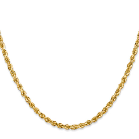 14K Yellow Gold 3.35 mm Rope Chain Bracelet, Polished