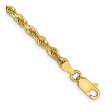 14K Yellow Gold 3.35 mm Rope Chain Bracelet, Polished detail view