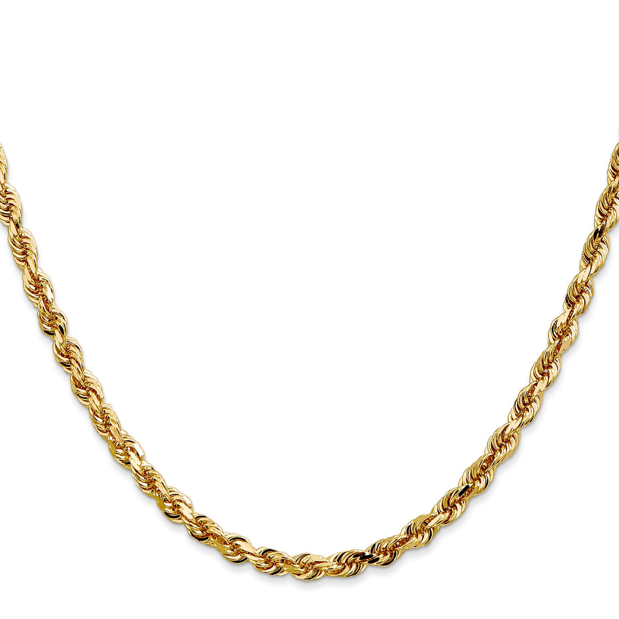 14K Yellow Gold 4 mm Rope Chain Bracelet, Polished