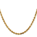 14K Yellow Gold 4 mm Rope Chain Bracelet, Polished