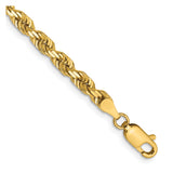 14K Yellow Gold 4 mm Rope Chain Bracelet, Polished detail view