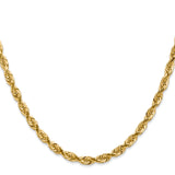 14K Yellow Gold 4.5 mm Rope Chain Bracelet, Polished