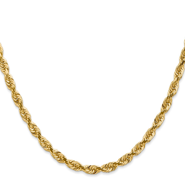 14K Yellow Gold 4.5 mm Rope Chain Bracelet, Polished