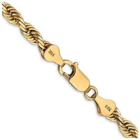 14K Yellow Gold 5 mm Rope Chain Bracelet, Polished