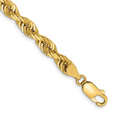 14K Yellow Gold 5 mm Rope Chain Bracelet, Polished alternate angle