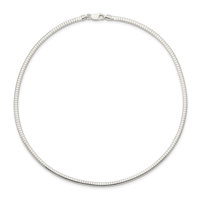 925 White Gold 3 mm Polished Chain Necklace