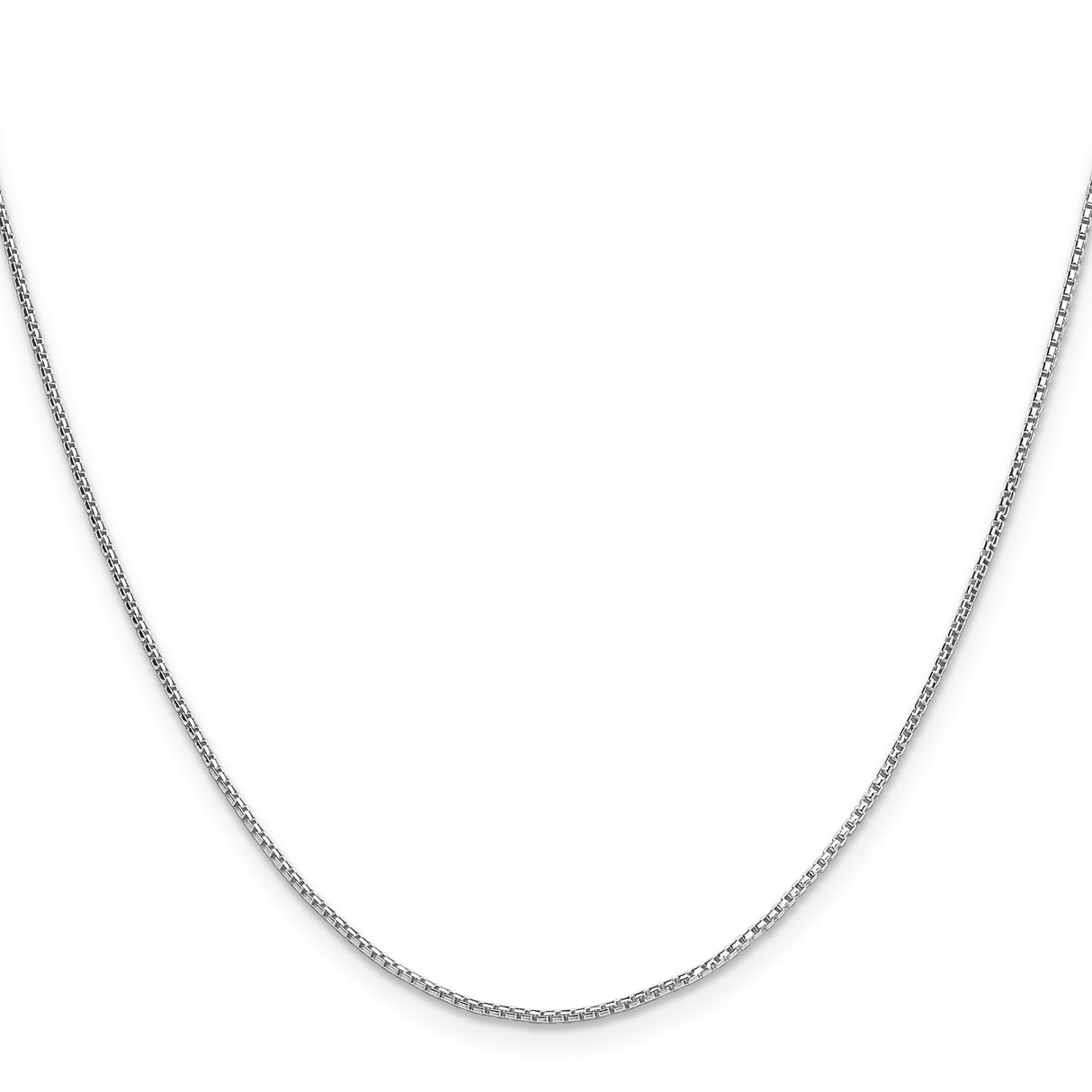 925 White Gold 0.95 mm Box Chain Necklace, Polished