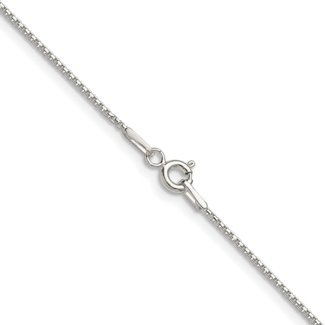 925 White Gold 0.95 mm Box Chain Necklace, Polished alternate angle