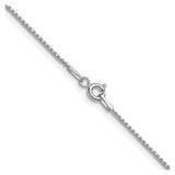 925 White Gold 0.95 mm Box Chain Necklace, Polished alternate angle