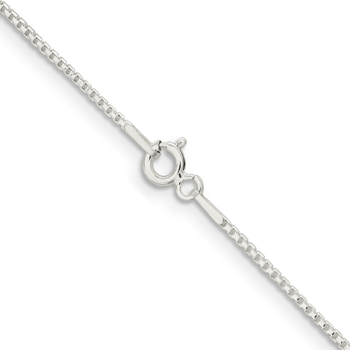 925 White Gold 1.1 mm Box Chain Necklace, Polished alternate angle