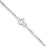 925 White Gold 1.1 mm Box Chain Necklace, Polished alternate angle
