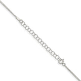925 White Gold 1.1 mm Box Chain Necklace, Polished detail view