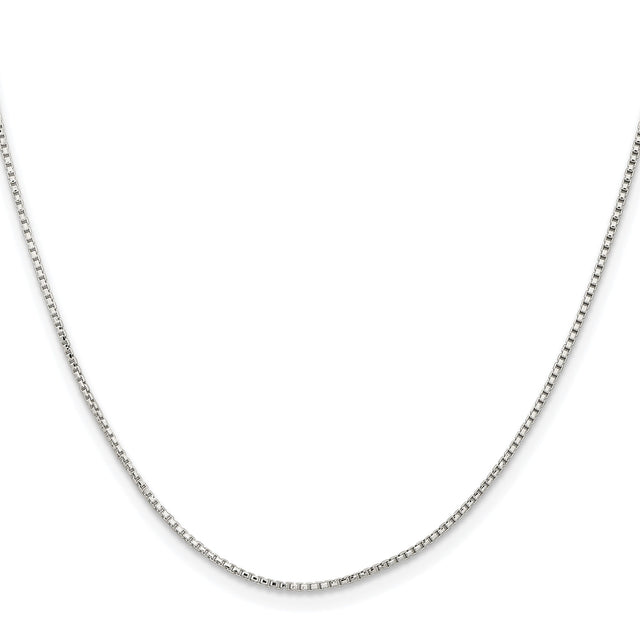 925 White Gold 1.1 mm Box Chain Necklace, Polished