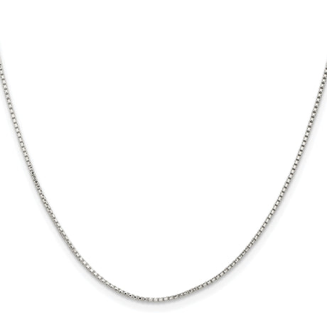 925 White Gold 1.1 mm Box Chain Necklace, Polished