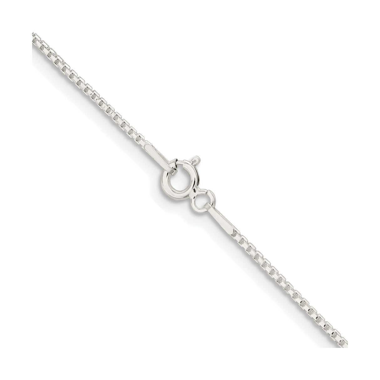 925 White Gold 1.1 mm Box Chain Necklace, Polished alternate angle